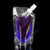 Clear Drink Pouches Bags 250ml - 500ml Stand-up Plastic Drinking Bag with holder Reclosable Heat-Proof Water bottles DAL81