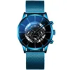 Wristwatches Luksusowe męskie Moda Kalendarz Business Zegarki Blue Steel Nierdzewna Pas Mesh Analogowy Zegarek Kwarcowy Relogio Masculino Mens