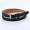 HOT Noir PU Ceinture En Cuir Pour Femmes Date ceinture De Mode or Boucle Ardillon populaire dame Ceintures mince sangle cadeaux femme pour jean G220301