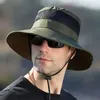 قبعات واسعة الحافة مقاوم للماء قبعة دلو الصيف للرجال نساء بوني في الهواء الطلق UV حماية بنما Safari الصيد المشي لمسافات طويلة الصيد الشمس Sun Delm22