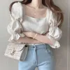 JOCOO JOLEE Women Elegante Koreaanse Puff Sleeve Square Collar Blouses Simple Chic Shirts Casual Summer Chiffon Blouses and Tops 210619