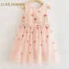 Love DDMMガールズドレス2021夏の新しい子供用ウェアガールズラブグラデーションスパンコールメッシュノースリーブスウィートプリンセスドレスQ0716