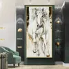 Pittura a olio del cavallo bianco su stampe su tela Immagini di animali Arte della parete per soggiorno Decorazioni per la casa moderne Golden Cuadros Senza cornice