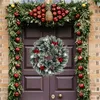 Couronne de Noël pour porte d'entrée 40,6 cm, flocon de neige d'hiver, pomme de pin artificielle, branche d'aiguille, foyers de récolte, fenêtres de magasin, murs, décoration de Noël, nouvel an