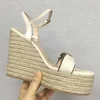 2021 été femmes plate-forme de luxe designer sandales cheville Wrap chaussure femmes talons de fête chaussures en cuir souple boucle sangle solide pente talon sandale
