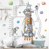 Espace fusée hauteur mesure autocollants pour chambre d'enfants enfants chambre pépinière décoration murale vaisseau spatial décoration de la maison bricolage stickers muraux 210929