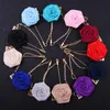 Pins, Brooches Fashion Pure Color Rose Flowers Men's Brooch Lapel Pin High-grade Corsage Woolen Cloth Art Long For Men Accessories