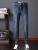 Nova chegada dos homens sacos de designer jeans dobra listra estilo lavado moda reta jean s calças magro-perna motocicleta motociclista negócio lei274o
