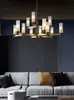Lámpara de araña de cobre moderna, iluminación para sala de estar, dormitorio, lámparas colgantes nórdicas, accesorio de iluminación de cristal, comedor de lujo