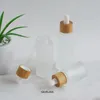 Natural Bamboo Frosted Glass Dropper Bottles with Empty Essential Oil Packaging Container 20ml100ml4690681