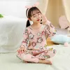 Coton à manches longues dessin animé dinosaure pyjamas ensemble pour filles garçon pyjama enfants haut pantalon 2pcs pijama costume mignon enfants vêtements ensembles 210908