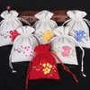Gift Wrap 1pc 11x15cm Linen Bags For Jewelry Packaging Handmade Ribbon Embroidery Plum Drawstring Pouch Hold Spices Dried Flowers