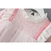 Höst Girl Dress Pink Plaid Lace Collar Långärmad Princess Kids Kläder 0-5T E93026 210610