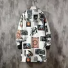 Lös lång Trench Coat Men Retro Print Style Hooded Overcoat Black Hip Hop Streetwear Spring Autumn Mens Jacket 211011