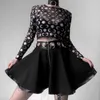InsGoth Women Black Mini-rokken Gothic Punk Ring Zipper High Taille vrouwelijke streetwear rokken Modefeest A-lijn rok Y0824