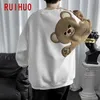 RUIHUO Orso Casual Felpa Da Uomo Magliette E Camicette Harajuku Streetwear Abbigliamento Uomo Divertente Pullover Da Uomo Felpe Hip Hop 2XL Primavera 210819