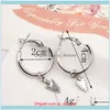 JewelryTrendy Sier Hoop Boucles d'oreilles pour femmes et hommes Alliage Métal Flèche Petit Cercle Bijoux Party Aessors Hie Drop Livraison 2021 Remns