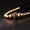 2021 Luxury Gold Rame Fascino Macrame Braccialetti maschili Cubic Zirconia Disco Ball Corda Catena Braccialetto intrecciato Hommes Uomo Gioielli