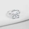 LESF Fashion Engagement Ring 5 Carat Superior Grade Sona Diamond Bridal 925 Sterling Silver Women Rings Gift