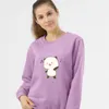 Kadın Hoodies Tişörtü Pamuk Crewneck Kazak Kadın Boy Bahar Streetwear Kawaii Rakun Baskı Kazaklar Hoodie Gevşek Üst G