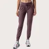 Fabric Naked-feel Workout 스포츠 조깅 자른 바지 Womens 허리 Drawstring Fitness Running Sweat pant with Two Side Pocket