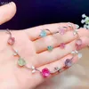 Natürliche Turnaline Flower Candy Color Sets für Frauen Armband Ohrringe und Ring S925 Sterling Sliver Feine Jewlery-Party
