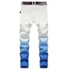 Jeans da uomo Uomo Moda Casual Pantaloni dritti di grandi dimensioni Streetwear blu Bianco Colore abbinato Tendenza autunnale Hip-hop Uomo quotidiano