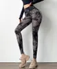 Pantalon de sport respirant tie-dye Legging d'entraînement taille haute pour femmes en cours d'exécution tenue de yoga pêche à séchage rapide