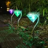 Sollampor 4sts LED Garden Light Outdoor Powered Diamond Lamp Vattentät Landskapsbelysning för Patio Lawn Dekoration