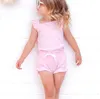 Clothing Sets Summer Baby Girl Lace Up Pants Suit Square Neck Short Ruffle Sleeve Romper Loose Flouncing Shorts Casual Baby's