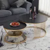 Living Room Furniture manufacturing factory Nordic light luxury marble tabletop, creative stainless steel base coffee table