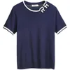 M-4xl Plus Femmes Bow Fin Pull à manches courtes Col Cascy Casual Kint T-shirt Femel Pullover Casual Kint T-shirt 210604