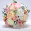 Bouquet de fleurs de mariée romantiques, avec ruban, accessoires roses artificiels, S1501