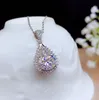 3ct Super Shinning Luxe Sieraden 9mm Diamond 925 Sterling Zilver Ronde Cut White Topaz edelstenen Water Drop Hanger Party Vrouwen Sleutelbeen Ketting voor Love Gift