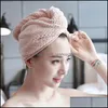 Towel Home Textiles & Garden Local Stock 100% Cotton Hair Quick Drying Turbie Twist Wrap Loop Button Bath Turban Drop Delivery 2021 Ldy7R