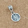 50pcs/lot Antique silver Initial Alphabet Disc "M" Charm Pendants For Jewelry Making Bracelet Necklace DIY Accessories 14.8x30.8mm A-397a