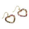 JK Natural Rainbow Tourmaline Gold Color Heart Hoop Hook Серьги для женщин Подарок