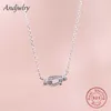 925 Sterling Silver Horseshoe Necklaces Pendant With Clear CZ Women DIY 925 Fine Jewelry Berloque 210721