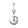 Dangle Moon Star Belly Barbells Women Body Jewelry cubi zirconia Navel Rings For Salon and Piercing Supplies