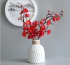Fleur de prunier rouge cerise, fleurs artificielles en soie, branche en plastique pour la maison, mariage, décoration DIY, mousse de baies de noël, fausses fleurs