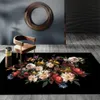 Luxo preto europeu tapete com flor grande retro tapetes florais clássicos quartos corredor tapete tapete tapete tapete tapete 210301
