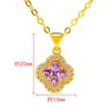 Brass Gold Plated Diamond Inlaid Lucky Grass Pendant Exquisite Technology Imitation Lady Jewelry Live