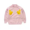 Girls Sweater Baby's Coat Outwear 2021 Charmig Plus Velvet Tjockerad Varm Vinter Höst Stickning Jacka Barnkläder Y1024