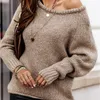 Mode-Plus Taille Automne Hiver À Manches Longues Femmes Chandails Pulls Lâche Surdimensionné Sexy O-cou Tricoté Chaud Pull Femme Jumper