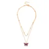 Pendant Necklaces Luxury Women Butterfly Female Colorful Rhinestone Gold Chain Simple Choker Necklace Jewelry For Girls