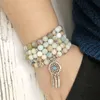 Bracelet Mala Amazonite, pendentif attrape-rêves unisexe, 108 perles de prière, collier et Bracelets en Amazonite mate