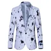 Lüks Erkek Lüks Çiçek Baskılı Takım Blazers Gece Kulübü Sahne Düğün Tek Göğüslü Ceket Ternos Maskulino Luxo 5xl 6xl
