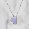 Collier fleur pendentif en argent S925 avec jade violet pour cadeau de bijoux de mariage pour femmes de couleur platine avec timbre de boîte PS4806