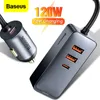Baseus 4 Port 120W USB Quick Charge PPS Fast Charging PD 20W Type C Car Charger For iPhone 12 Xiaomi Samsung Tablet