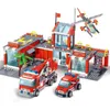 Model Building Kits City Station Building Blocks Sets Fire Engine Fighter Truck Enlighten Bricks Playmobil Toys for Children Gifts